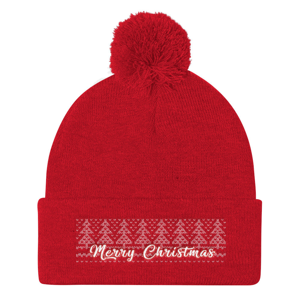 Merry Christmas Pom Pom Knit Cap