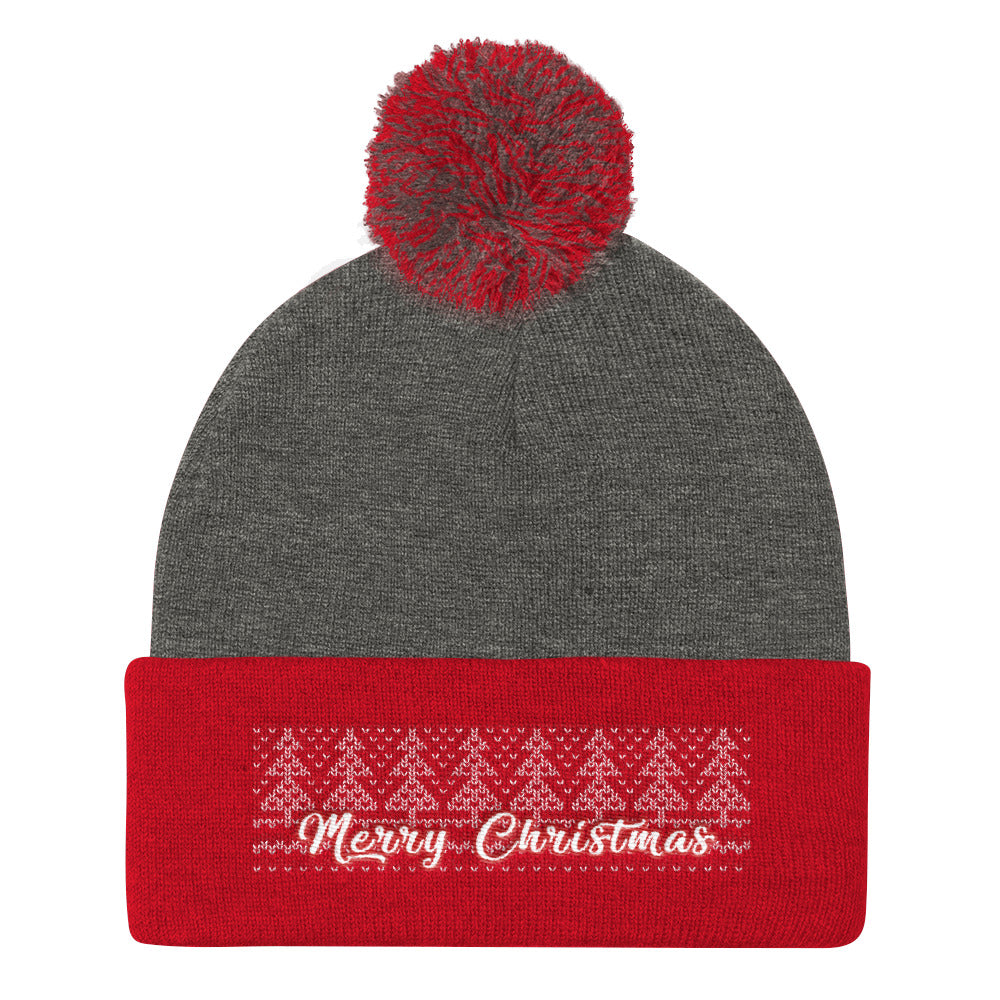 Merry Christmas Pom Pom Knit Cap